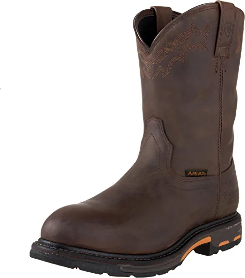 4-Ariat WorkHog Waterproof Work Boots - Men's Round Toe Western Work Boot